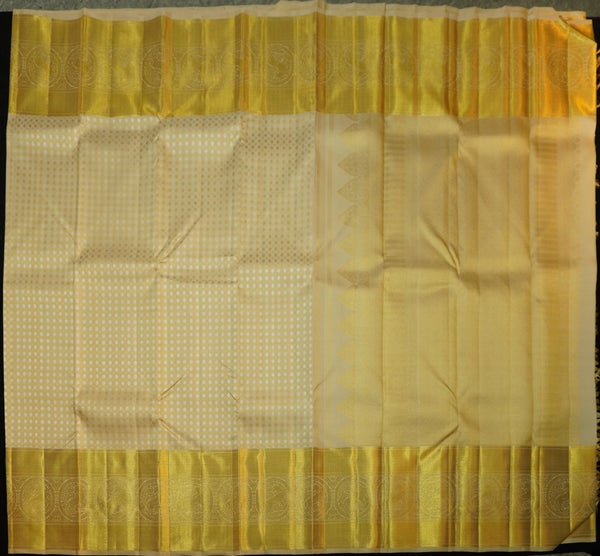 Beige Kanchipuram Silk Saree · Pure Silk Saree · Bridal Silk Saree · Handloom Silk Saree · Traditional South Indian Saree · Wedding Silk Saree · Luxury Silk Saree . Designer Kanchipuram
