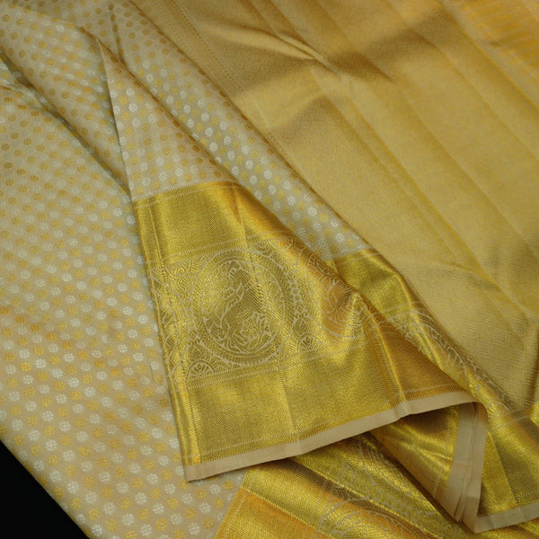 Beige Kanchipuram Silk Saree · Pure Silk Saree · Bridal Silk Saree · Handloom Silk Saree · Traditional South Indian Saree · Wedding Silk Saree · Luxury Silk Saree . Designer Kanchipuram