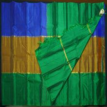 Load image into Gallery viewer, Mustard Mubbagam Kanchipuram Silk Saree with Green and Blue Accents - Vivaaha Silks & Sarees