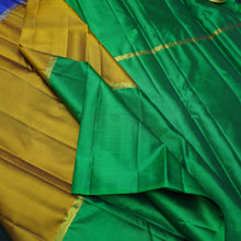 Load image into Gallery viewer, Mustard Mubbagam Kanchipuram Silk Saree with Green and Blue Accents - Vivaaha Silks & Sarees