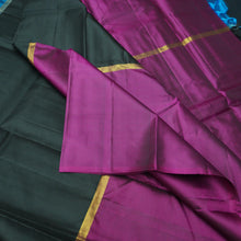 Load image into Gallery viewer, Black Mubbagam Kanchipuram Silk Saree with Megenta and Anandha Blue Accents - Vivaaha Silks & Sarees