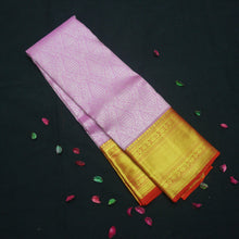 Load image into Gallery viewer, Baby Pink Traditional Kanchipuram Silk Saree with Red Korvai Border - Vivaaha Silks & Sarees