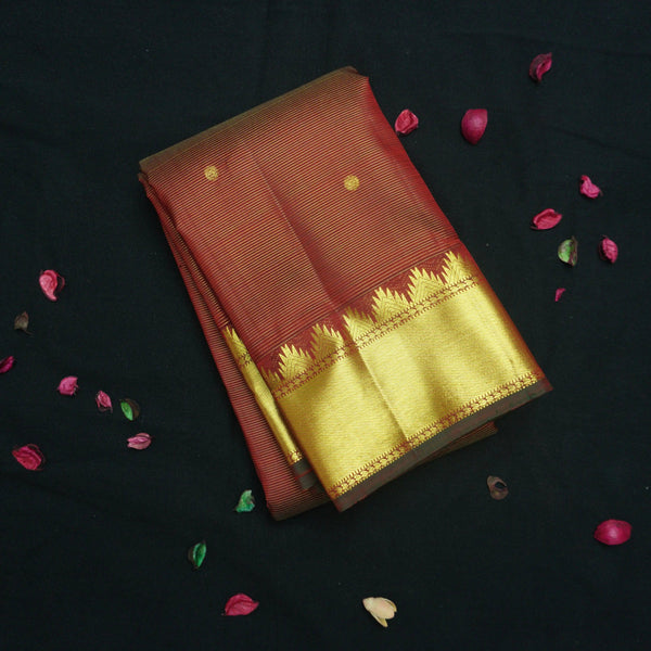 Maroon Vaira Oosi Butta Kanchipuram Handloom Silk Saree - Vivaaha Silks & Sarees
