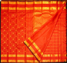 Load image into Gallery viewer, Chili Red Veldhari Kattam with Annam & Rudraksham, Retta Pettu Border