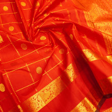 Load image into Gallery viewer, Chili Red Veldhari Kattam with Annam & Rudraksham, Retta Pettu Border
