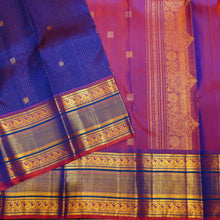 Load image into Gallery viewer,
MS Blue with Zari Lines & Small Peacock & Coin Butta, Traditional Voilet Border