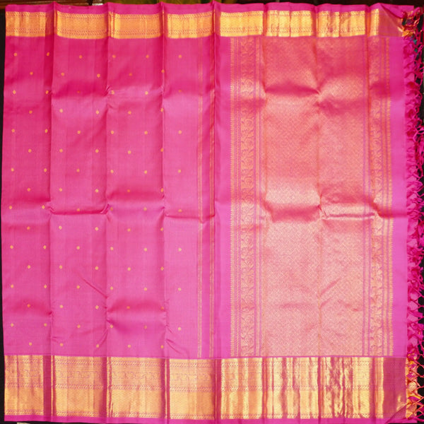 Baby Pink Vaira Oosi Wedding Silk Saree with Small Kamalam Butta, Traditional Designer Border