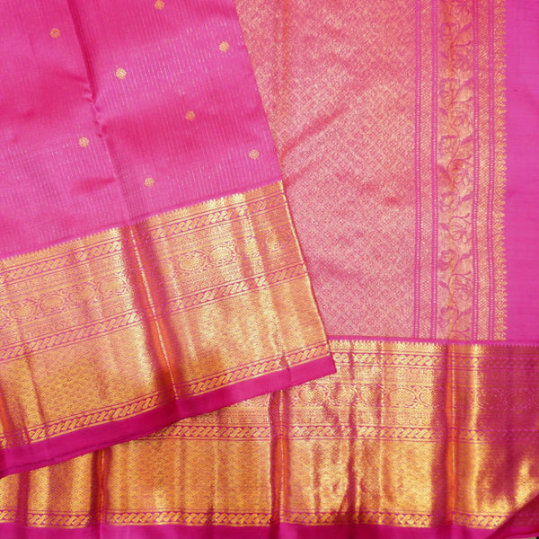 Baby Pink Vaira Oosi Wedding Silk Saree with Small Kamalam Butta, Traditional Designer Border