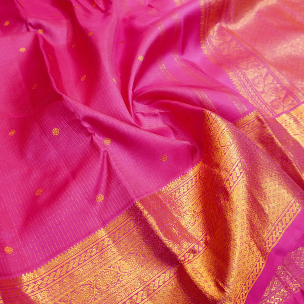 Baby Pink Vaira Oosi Wedding Silk Saree with Small Kamalam Butta, Traditional Designer Border