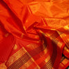 Chili Red Zari Kattam with Elephant and Round Peacock Butta, Multi Layered Traditional Designer Retta Pettu Border