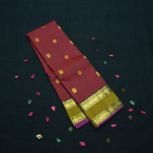 Load image into Gallery viewer, Wine Red Traditional Kanchipuram Handloom Silk Saree with Double Zari Border - Vivaaha Silks & Sarees