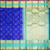 MS Blue Veldhari Kattam With Peacock & Rudratcham Butta in gold Zari, Retta Pettu Korvai Border in Aqua Blue