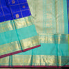 MS Blue Veldhari Kattam With Peacock & Rudratcham Butta in gold Zari, Retta Pettu Korvai Border in Aqua Blue