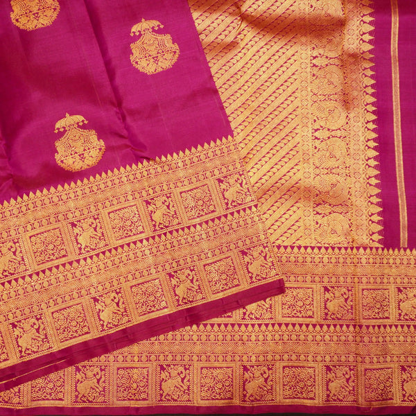 Maroon Pink Turning Border Silk Saree, Fancy Designer Butta