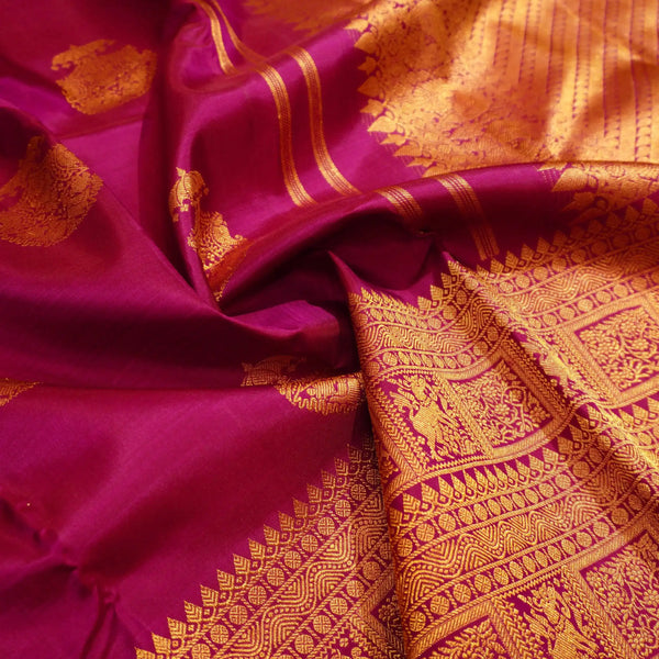 Maroon Pink Turning Border Silk Saree, Fancy Designer Butta