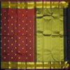 Wine Red Traditional Kanchipuram Handloom Silk Saree with Double Zari Border - Vivaaha Silks & Sarees