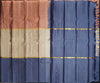 mubbagam kanchipuram silk saree in caramel brown, sandal, dusty blue colour with plain body, boderless saree