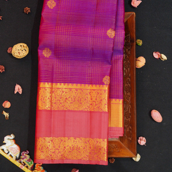 vaira oosi kanchipuram silk saree in Purple colour with Retta Pettu border