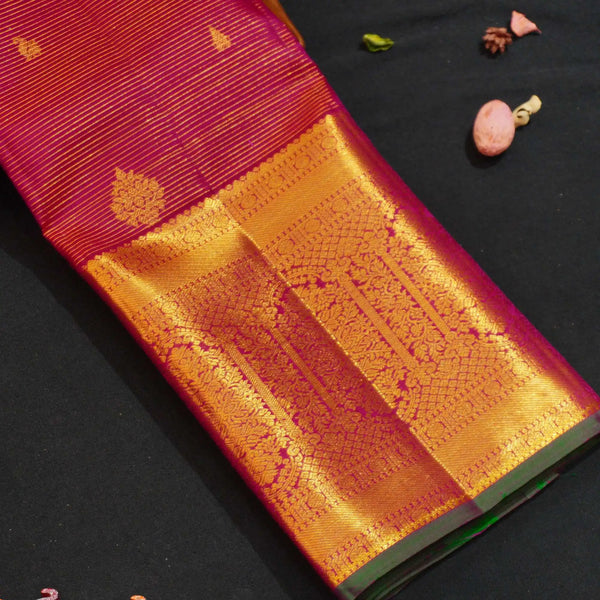 Magenta Pink Vaira Oosi Kanchipuram Wedding Silk Saree