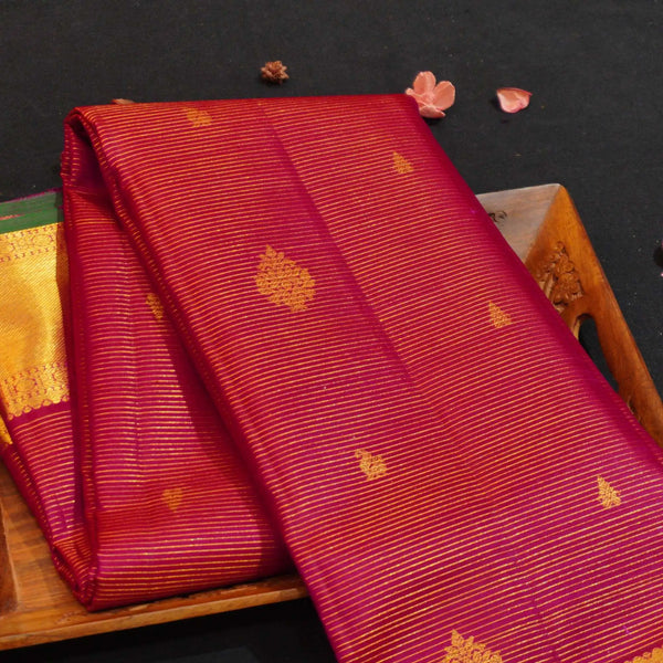 Magenta Pink Vaira Oosi Kanchipuram Wedding Silk Saree
