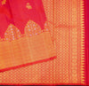 Red Turning Border Kanchipuram Silk Saree, Gold and Silver Zari Meena work border, body elephant motif