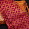close view of premium bridal kanchipuram silk saree in Aesthetic maroon colour in pure gold zari