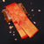 close view of premium bridal kanchipuram silk saree red half tissue in traditional borders