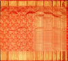 close view of premium bridal kanchipuram silk saree red half tissue in traditional borders