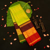 premium veldhari zaari lines kanchipuram silk saree in parrot green