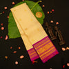 premium vaira oosi kanchipuram silk saree in Cream Colour