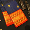premium Korvai kanchipuram silk saree in Navy Blue