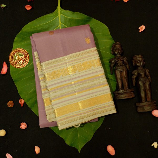 premium Korvai kanchipuram silk saree in Pastel Colour Dull Rose