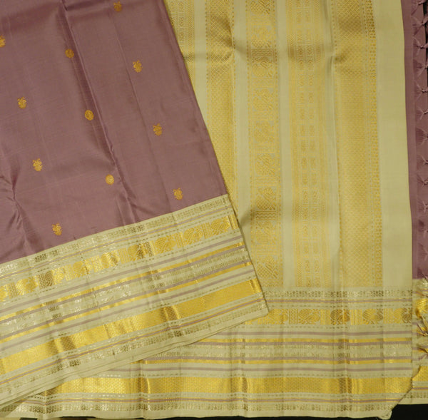 premium Korvai kanchipuram silk saree in Pastel Colour Dull Rose