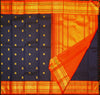 premium Korvai kanchipuram silk saree in Navy Blue