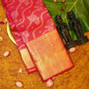 premium traditional kanchipuram silk saree in Rani Pink with muthu kattam borders