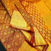 Close view of premium bridal kanchipuram silk saree in coffee brown colour with floral vine design
