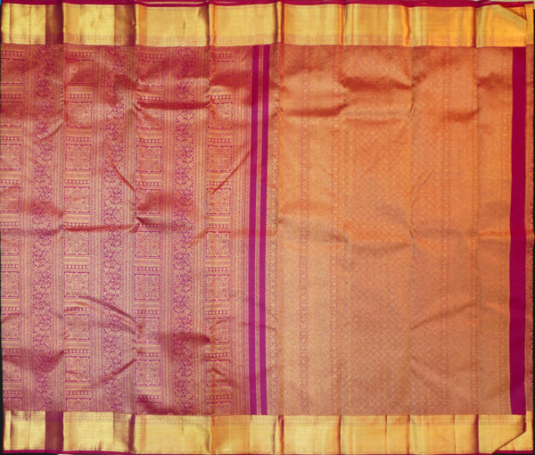 premium traditional bridal kanchipuram silk saree in magenta pink withself border