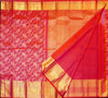 premium traditional kanchipuram silk saree in Rani Pink with muthu kattam borders