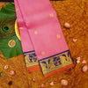 Premeium Traditional kanchipuram silk saree in Baby Pink colour with royal blue korvai border