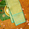 Premeium Tissuekanchipuram silk saree in Pastel Sky Blue Mixed With Gold Colour