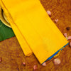 Partly Pallu Kanchipuram silk saree in Bright yellow borderless fancy saree