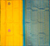 Partly Pallu Kanchipuram silk saree in Bright yellow borderless fancy saree