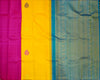 Borderless Bright Yellow Partly Pallu Kanchipuram Silk Saree