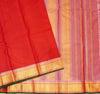 Premeium Traditional kanchipuram silk saree in Tomato red with contrast border