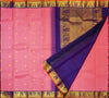Premeium Traditional kanchipuram silk saree in Baby Pink colour with royal blue korvai border