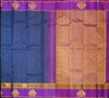 Premeium Traditional kanchipuram silk saree in Navy Blue with contrast double border