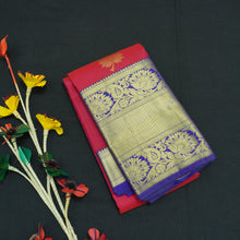 Load image into Gallery viewer, Kanchipuram Silk Saree in Red with Contrast Korvai Border in Gold Zari - Vivaaha Silks & Sarees