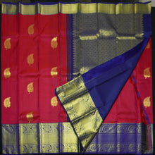 Load image into Gallery viewer, Kanchipuram Silk Saree in Red with Contrast Korvai Border in Gold Zari - Vivaaha Silks & Sarees