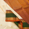 Half White Kanchipuram Silk Saree with Multicolor Korvai Border & Gold Zari Butta - Vivaaha Silks & Sarees