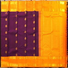 Load image into Gallery viewer, Violet Kanchipuram Silk Saree with Orange Retta Pettu Border - Vivaaha Silks & Sarees